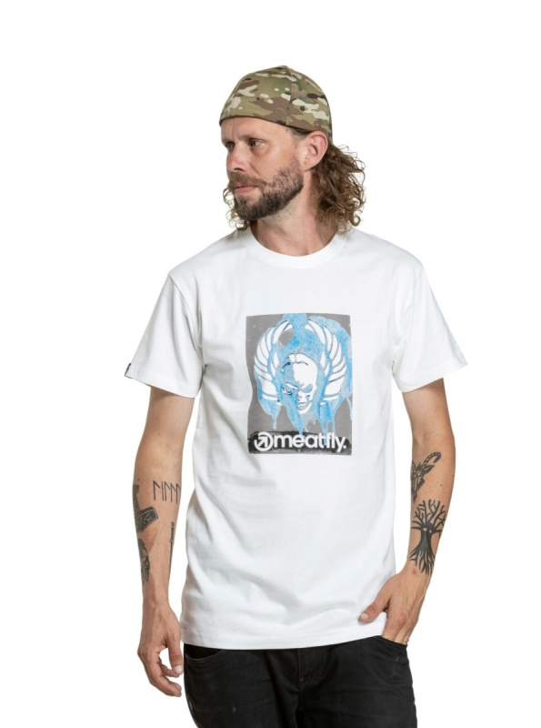 Meatfly pánské tričko Stencil White | Bílá | Velikost S | 100% bavlna