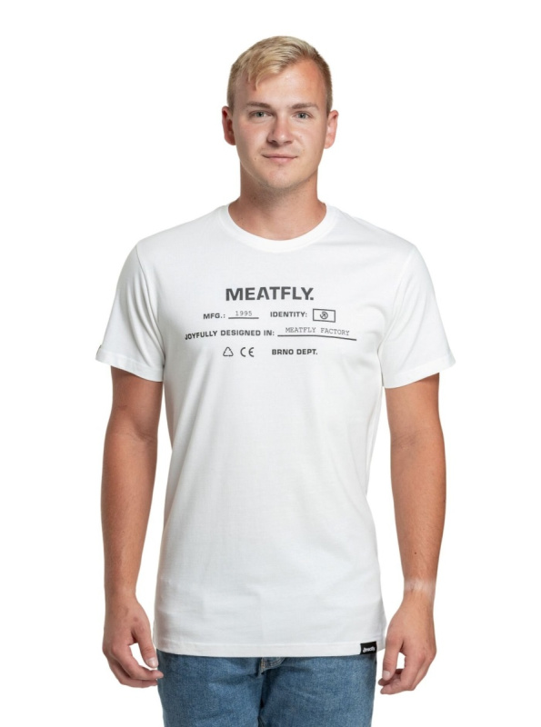 Meatfly pánské tričko Sign White | Bílá | Velikost XL | 100% bavlna