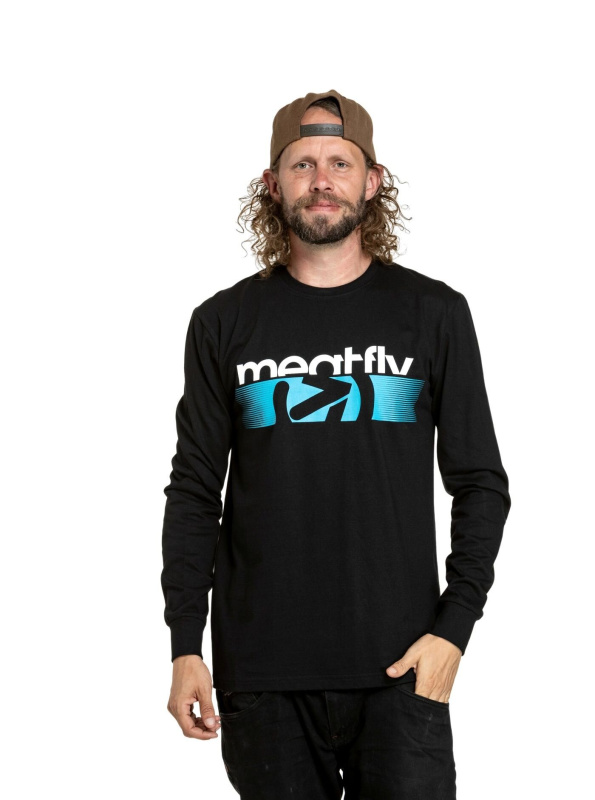 Meatfly pánské tričko s dlouhým rukávem Judgement Blue Arrow/Black | Modrá | Velikost XXXL | 100% bavlna