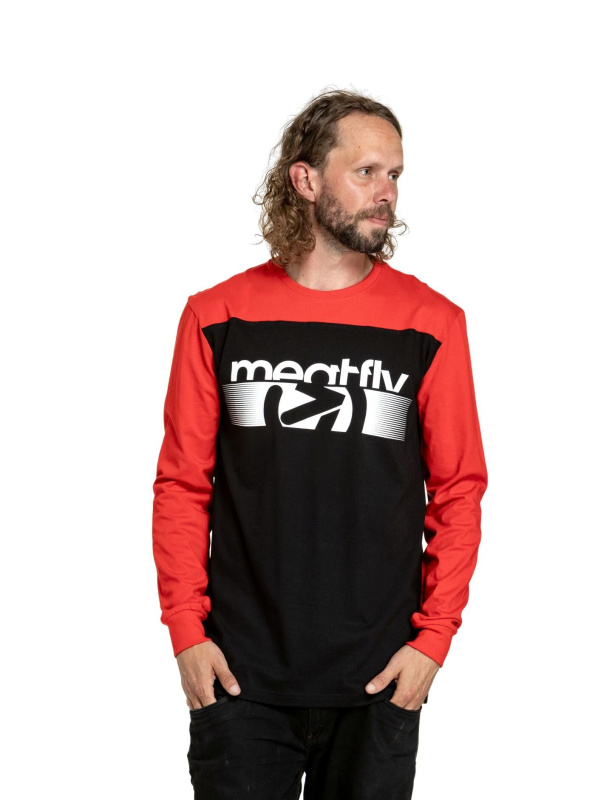 Meatfly pánské tričko s dlouhým rukávem Judgement Bright Red/White Arrow | Červená | Velikost XXXL | 100% bavlna