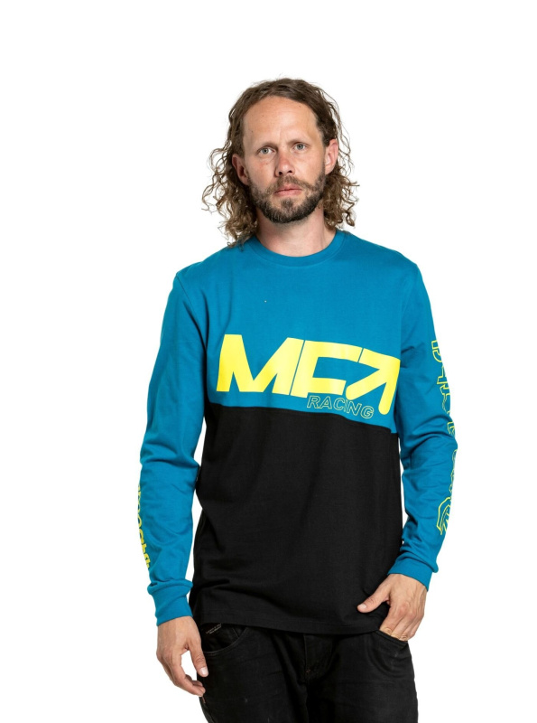 Meatfly pánské tričko s dlouhým rukávem Judgement Funky Blue Racing | Modrá | Velikost XL | 100% bavlna