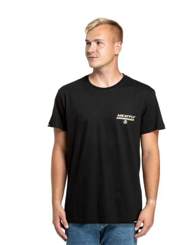 Meatfly pánské tričko Racing Spirit Black | Černá | Velikost XXL | 100% bavlna