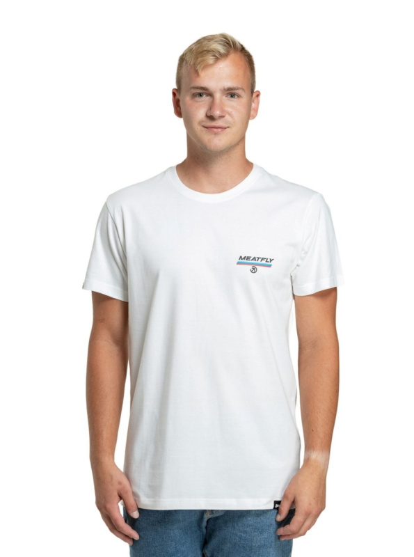 Meatfly pánské tričko Racing Spirit White | Bílá | Velikost XL | 100% bavlna