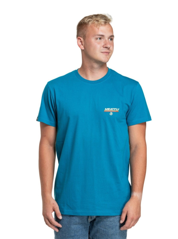Meatfly pánské tričko Racing Spirit Funky Blue | Modrá | Velikost XXL | 100% bavlna