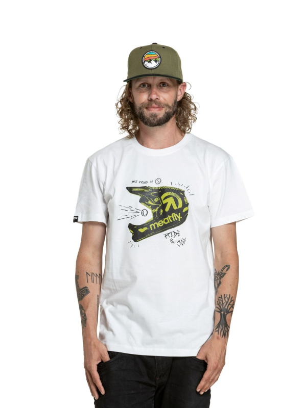 Meatfly pánské tričko Fullface White | Bílá | Velikost XXXL | 100% bavlna