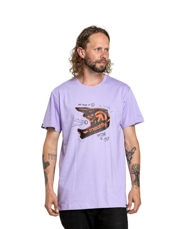 Meatfly pánské tričko Fullface Dusty Purple | Fialová | Velikost XXL | 100% bavlna