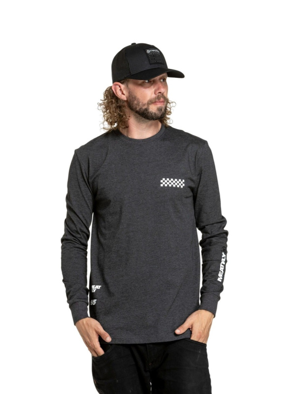 Meatfly pánské tričko s dlouhým rukávem Appex Charcoal Heather | Šedá | Velikost S
