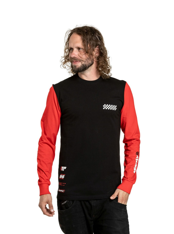 Meatfly pánské tričko s dlouhým rukávem Appex Bright Red/Black | Červená | Velikost XXXL | 100% bavlna