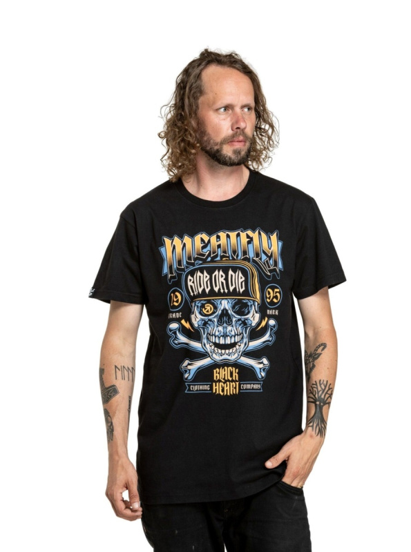 Meatfly pánské tričko Crossbones Black | Černá | Velikost XXL | 100% bavlna