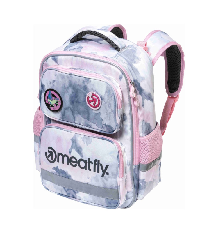 Meatfly školní aktovka Max Clouds Pink | Růžová | Objem 17 L