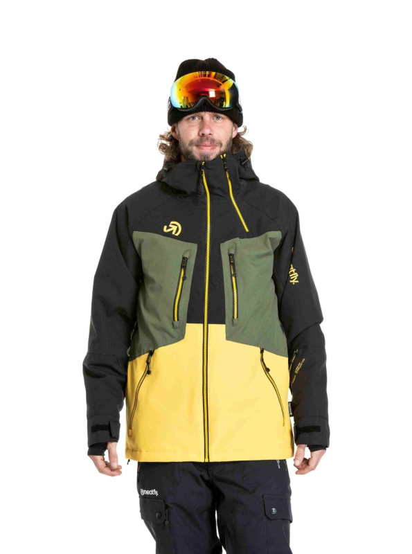 Meatfly pánská SNB & SKI bunda Cronos Black / Solar Power | Černá | Velikost XXL