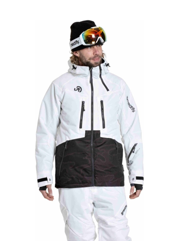 Meatfly pánská SNB & SKI bunda Cronos White / Morph Black | Černá | Velikost XXL