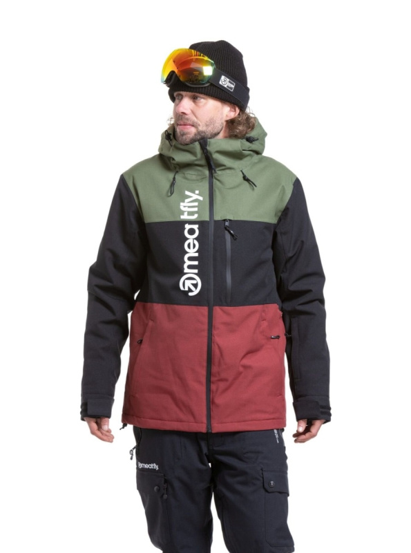 Meatfly pánská SNB & SKI bunda Manifold Bronze Green / Merlot | Černá | Velikost L