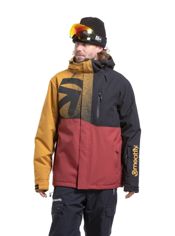 Meatfly pánská SNB & SKI bunda Shader Wood / Merlot | Černá | Velikost XXL