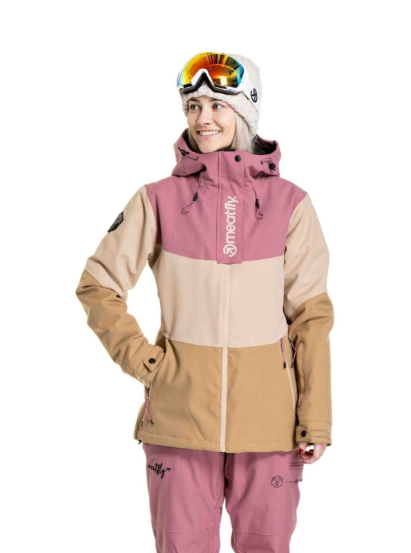 Meatfly dámská SNB & SKI bunda Kirsten Latte / Dusty Rose | Písková | Velikost XL