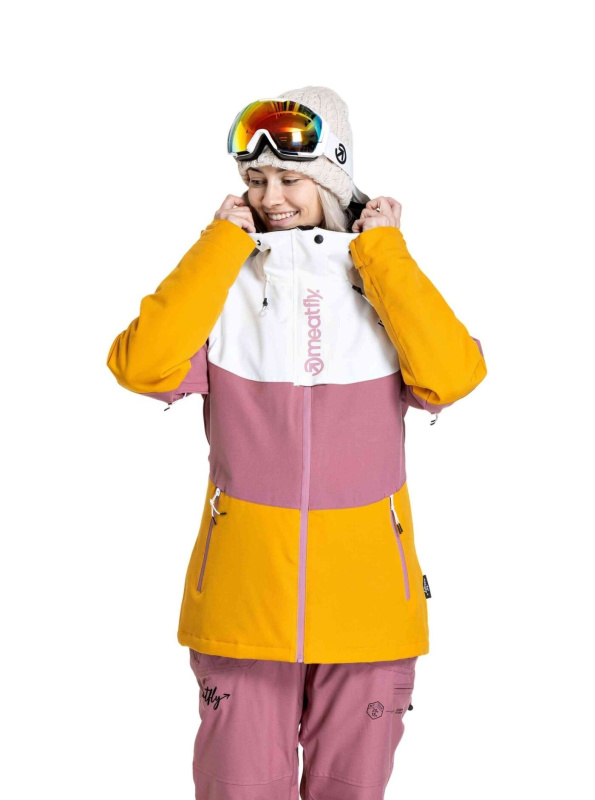 Meatfly dámská SNB & SKI bunda Kirsten White / Sunflower | Bílá | Velikost S