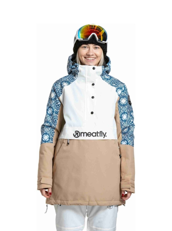 Meatfly dámská SNB & SKI bunda Aiko Mosaic / Latte | Bílá | Velikost M