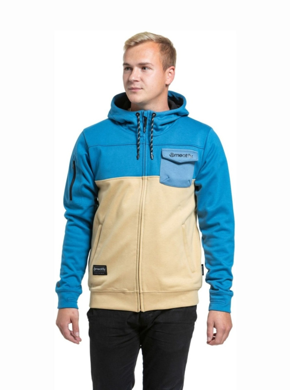 Meatfly pánská technická mikina Josh Blue / Light Brown | Modrá | Velikost M