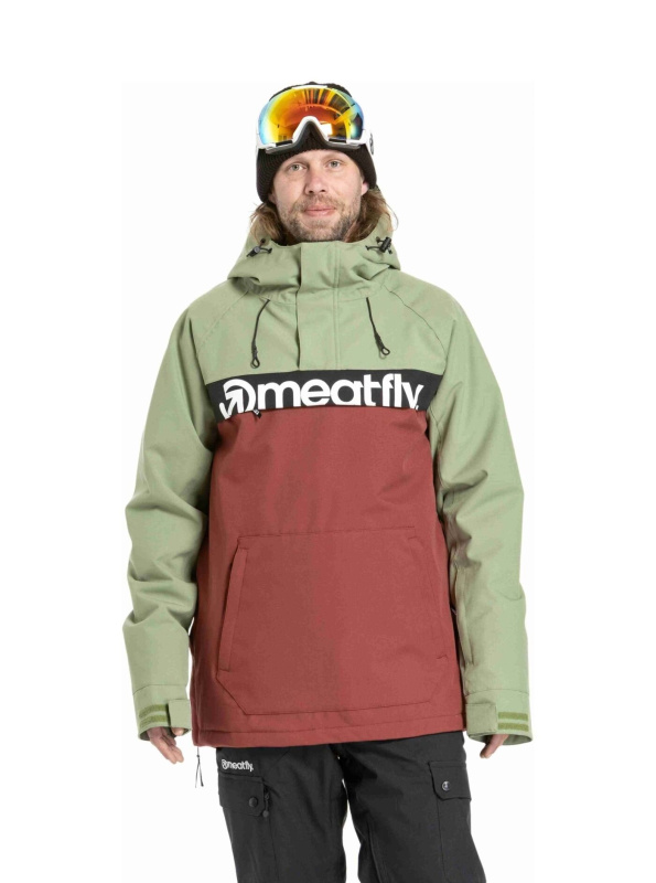Meatfly pánská SNB & SKI bunda Slinger Oil Green / Merlot | Zelená | Velikost XXL