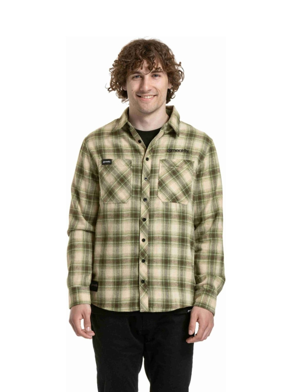 Meatfly pánská košile Kurt Green / Beige | Zelená | Velikost S | 100% bavlna