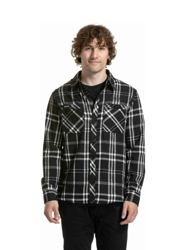 Meatfly pánská košile Kurt Black | Černá | Velikost XL | 100% bavlna