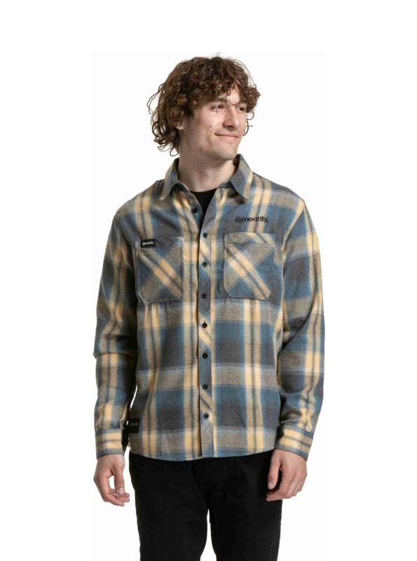 Meatfly pánská košile Kurt Cream / Blue | Modrá | Velikost XXL | 100% bavlna