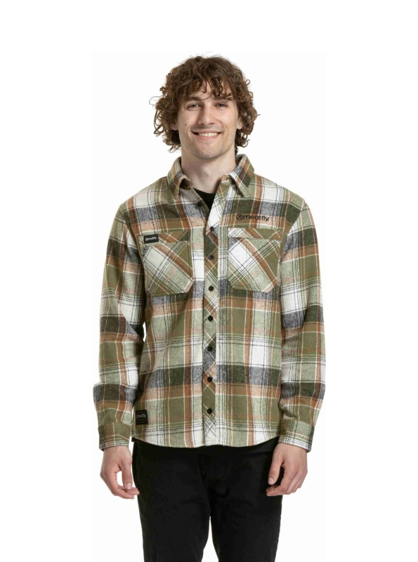 Meatfly pánská košile Woody Premium Green / Brown | Zelená | Velikost S | 100% bavlna