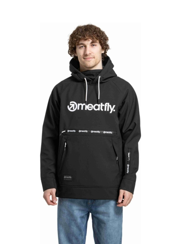 Meatfly pánská softshell bunda Jax Black / White | Černá | Velikost XXL