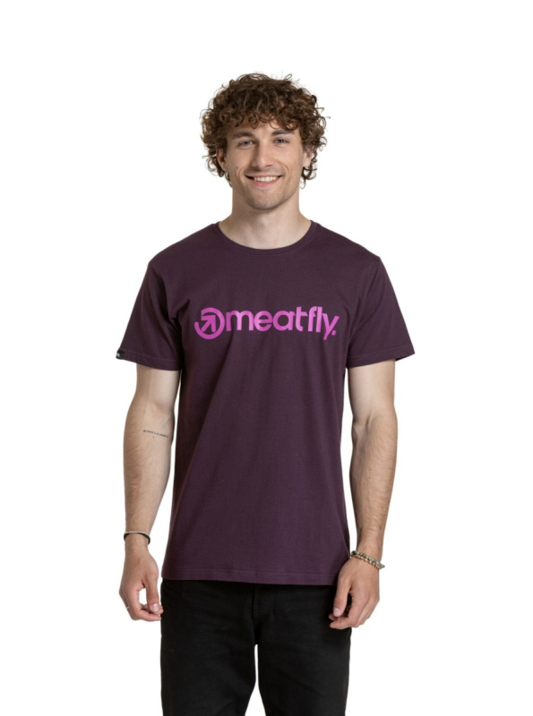 Meatfly pánské tričko MF Logo Blackberry | Červená | Velikost L | 100% bavlna