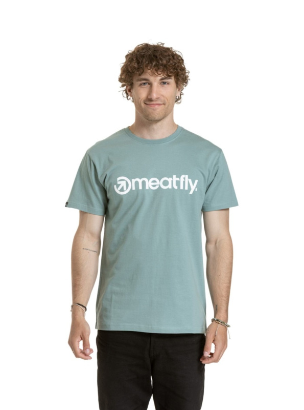 Meatfly pánské tričko MF Logo Dusty Mint | Modrá | Velikost XXL | 100% bavlna