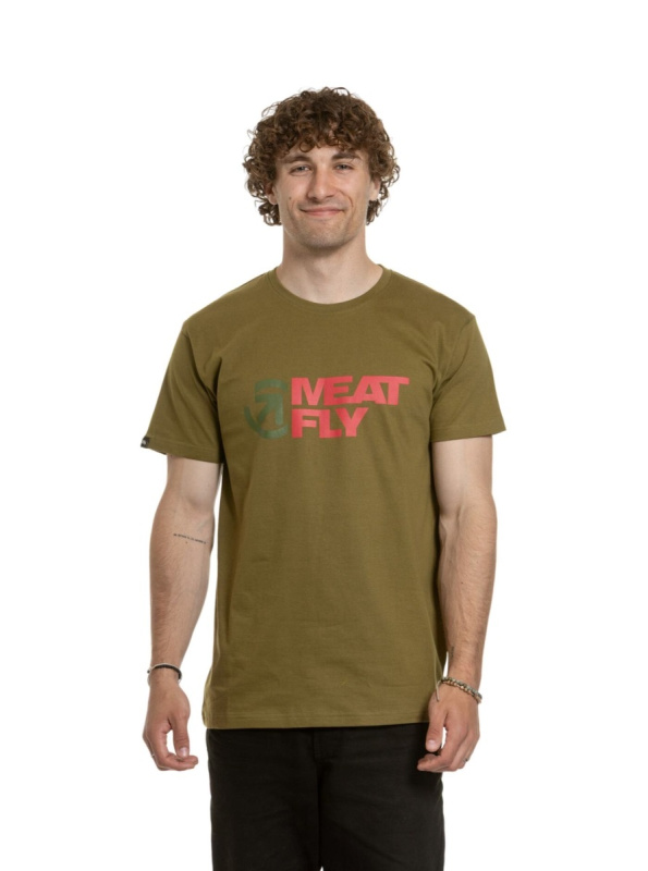 Meatfly pánské tričko Revital Khaki Green | Zelená | Velikost XL | 100% bavlna