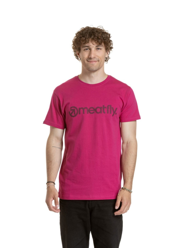 Meatfly pánské tričko Striped Logo Dark Violet | Fialová | Velikost XL | 100% bavlna