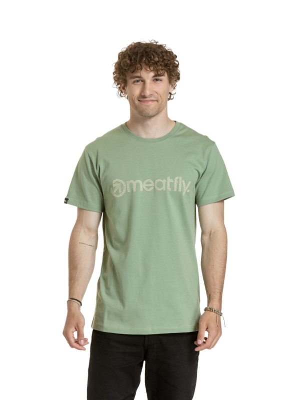 Meatfly pánské tričko Striped Logo Basil | Zelená | Velikost S | 100% bavlna