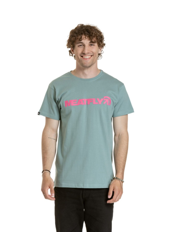 Meatfly pánské tričko Logex Dusty Mint | Modrá | Velikost S | 100% bavlna