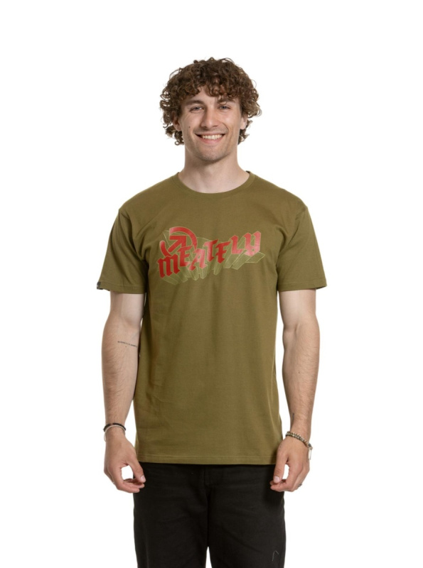 Meatfly pánské tričko Matal Khaki Green | Zelená | Velikost XXL | 100% bavlna