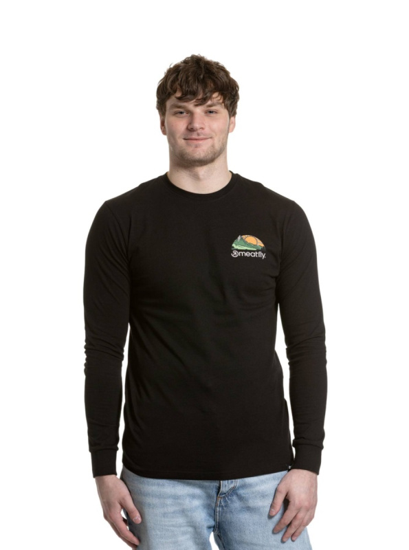 Meatfly pánské tričko s dlouhým rukávem Julien Mountains Black | Černá | Velikost XXL | 100% bavlna