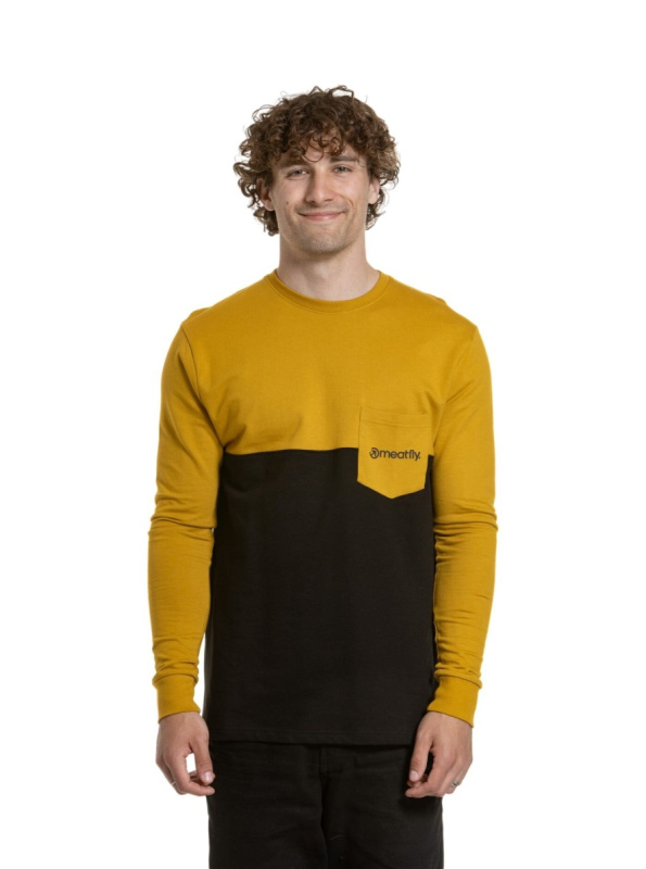Meatfly pánské tričko s dlouhým rukávem Harvey Mustard / Black | Černá | Velikost S | 100% bavlna