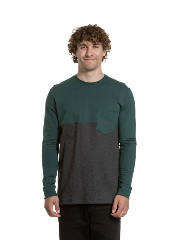 Meatfly pánské tričko s dlouhým rukávem Harvey Botanical / Charcoal Heather | Černá | Velikost XXXL