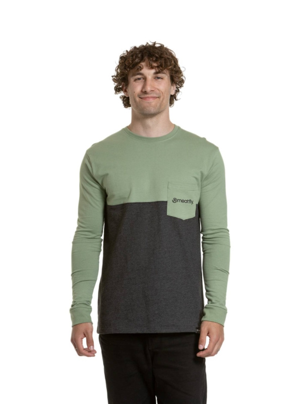 Meatfly pánské tričko s dlouhým rukávem Harvey Basil / Charcoal Heather | Černá | Velikost L