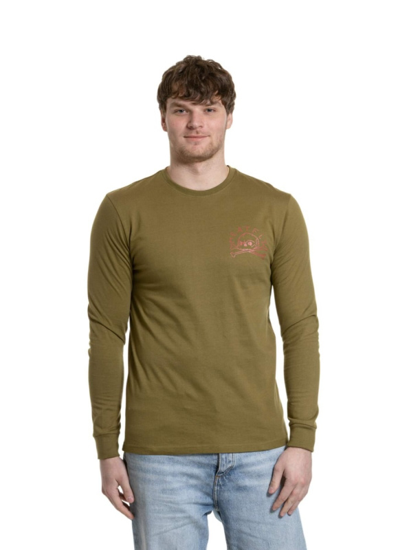 Meatfly pánské tričko s dlouhým rukávem Judgement 30 Khaki Green | Zelená | Velikost XL | 100% bavlna