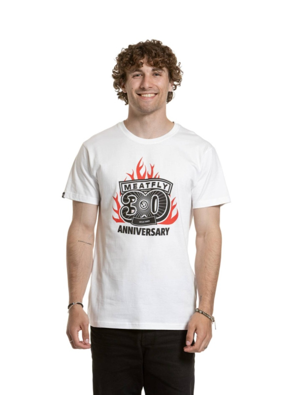 Meatfly pánské tričko Flame White | Bílá | Velikost M | 100% bavlna