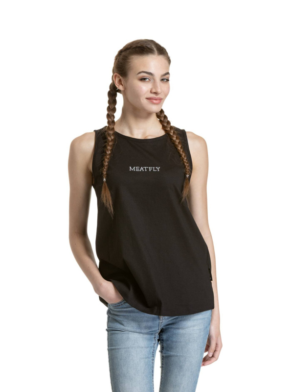 Meatfly dámské tílko Hailey Black / White | Černá | Velikost L | 100% bavlna