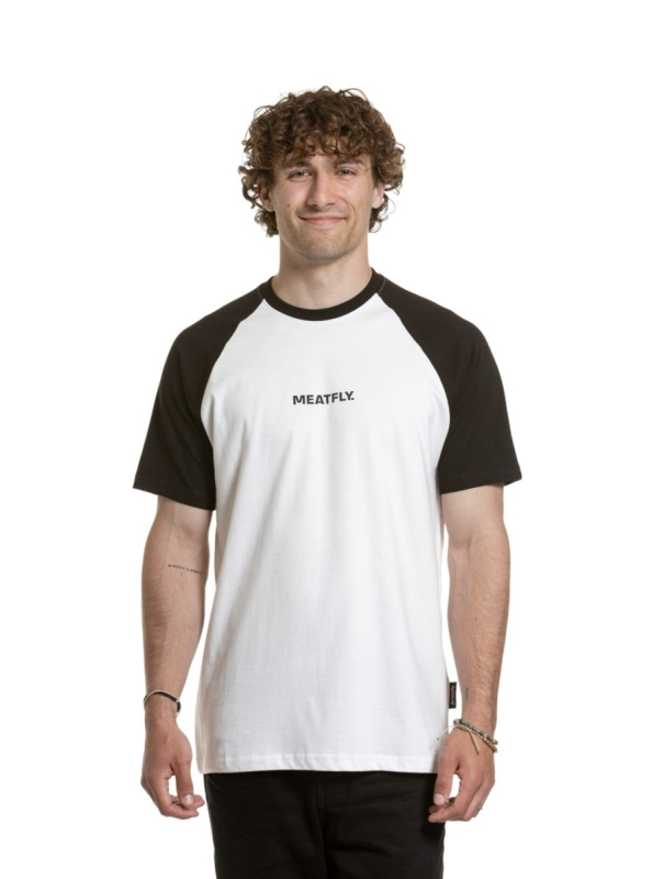 Meatfly pánské tričko Ozzy Raglan White / Black | Bílá | Velikost XXL | 100% bavlna