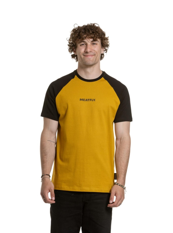 Meatfly pánské tričko Ozzy Raglan Mustard / Black | Černá | Velikost S | 100% bavlna
