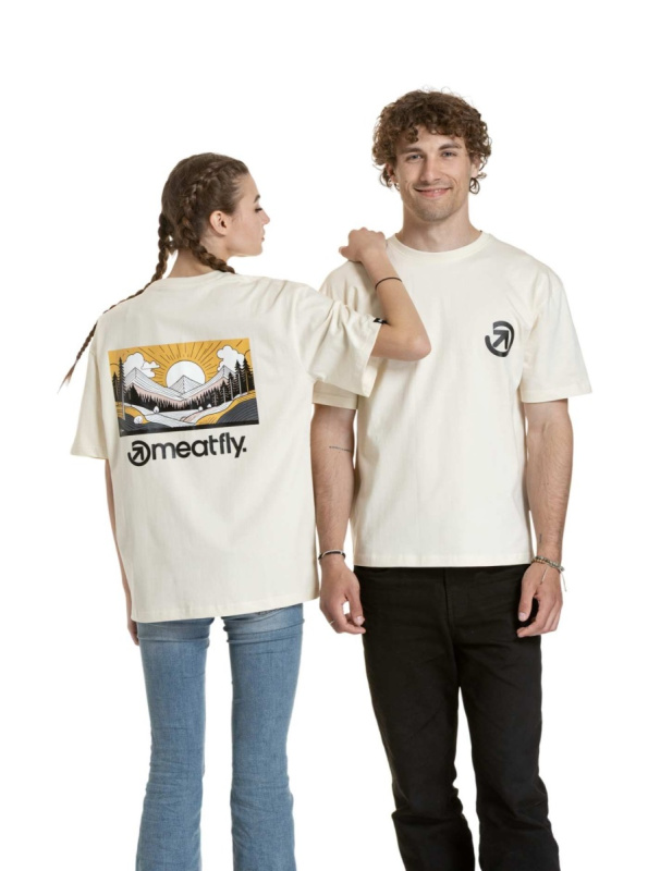 Meatfly unisex tričko Cachuma Blanc Mountains | Bílá | Velikost L/XL | 100% bavlna