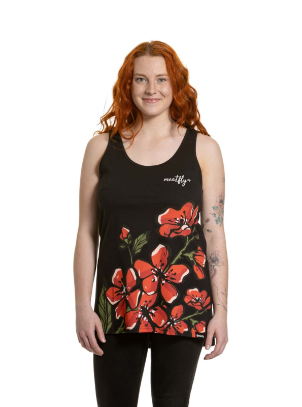 Meatfly dámské tílko Zoe Red Flowers | Černá | Velikost S | 100% bavlna