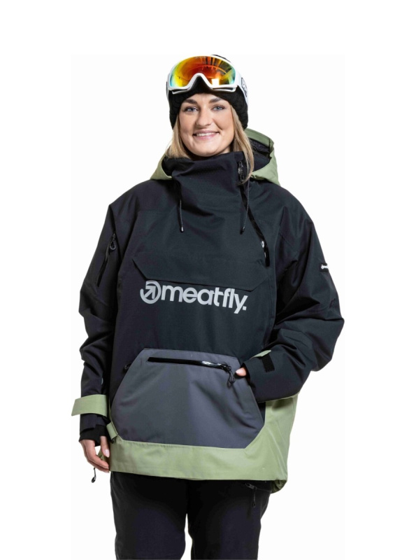 Meatfly unisex SNB & SKI bunda Maddie Black / Olive Light | Černá | Velikost XL