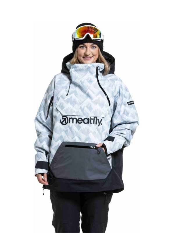 Meatfly unisex SNB & SKI bunda Maddie White Camo / Black | Černá | Velikost XXL