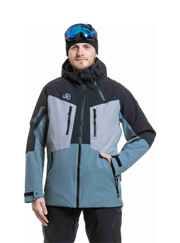 Meatfly pánská SNB & SKI bunda Cronos Black / Blue Sea | Černá | Velikost XXL