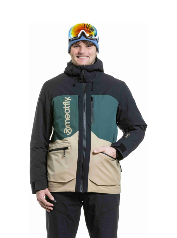 Meatfly pánská SNB & SKI bunda Manifold Black / Safari | Černá | Velikost S
